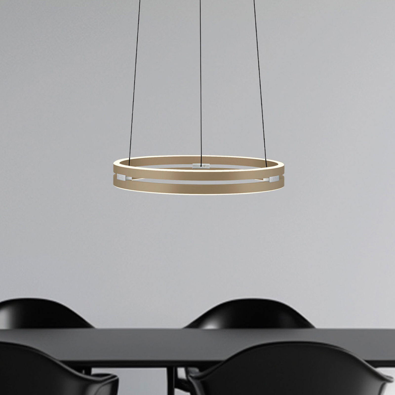 PURE LED-Hängeleuchte E-Loop, bronze, Ø 50 cm, Aluminium CCT