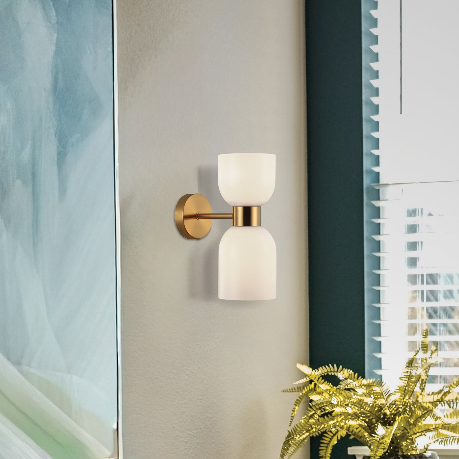 Memory wall light, glass, bronze/white, 2-bulb Memory wall light, glass, bronze/white, 2-bulb