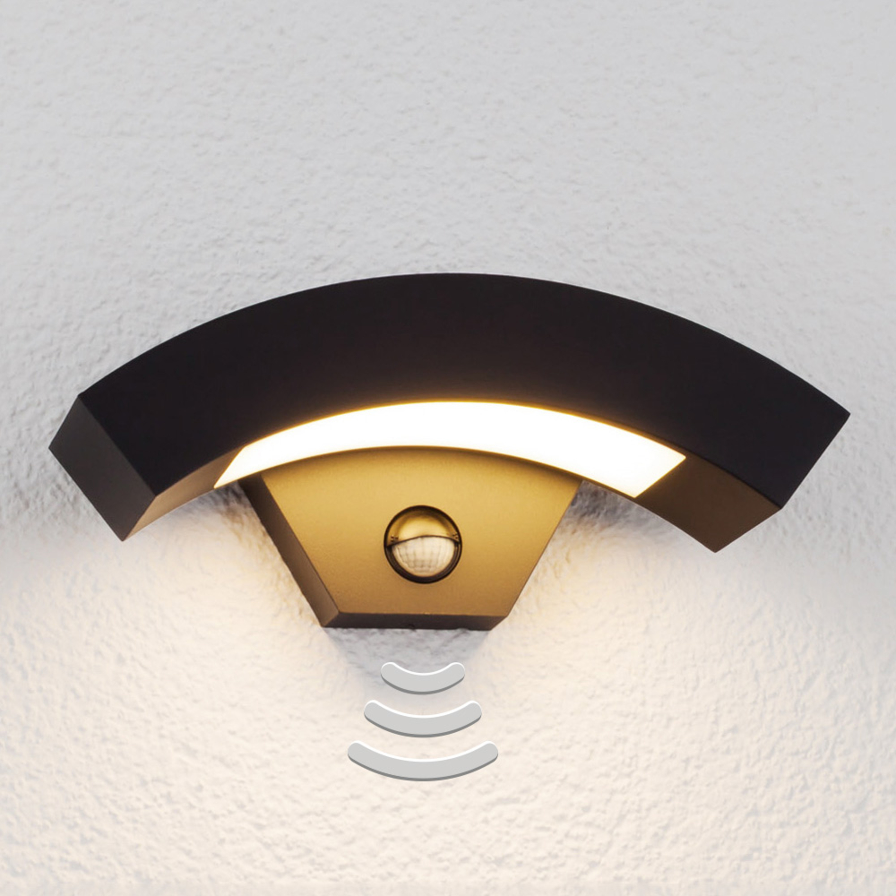 Lucande Lennik - LED outdoor wall light, motion detector, Aluminium, plastic, 4.2 W, energy efficiency: A+, W: 26.3 cm, H: 10 cm