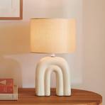 Lampa stołowa Haze, ceramika, tekstylny klosz, beżowy