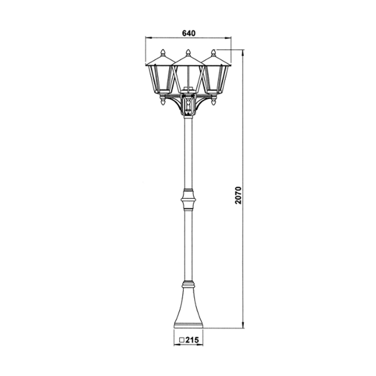 3-lichts lantaarnpaal Landhaus 680 B