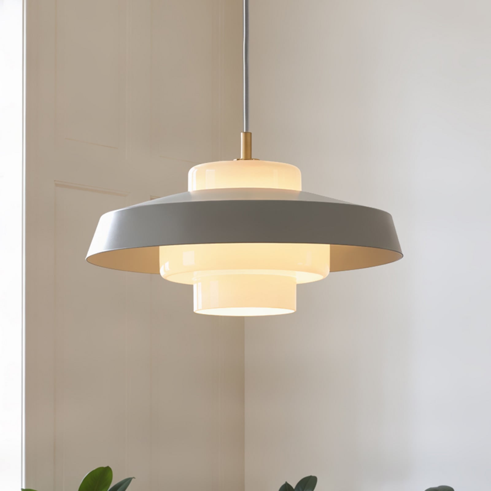 Rico hengelampe, grønn, Ø 38 cm, metall/glass – Nola - Spisestue - Design - Med skjerm