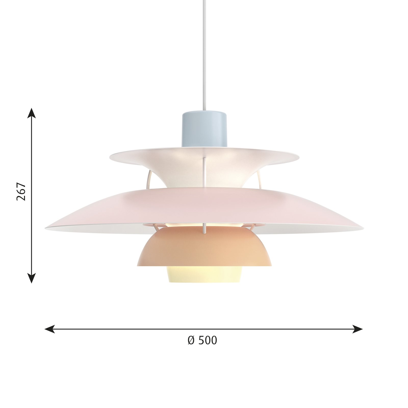PH 5 Suspension Pastels Blue/Rose/Peach - Louis Poulsen