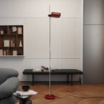 Oluce LED floor lamp Colombo, red/chrome, metal, 2,700 K