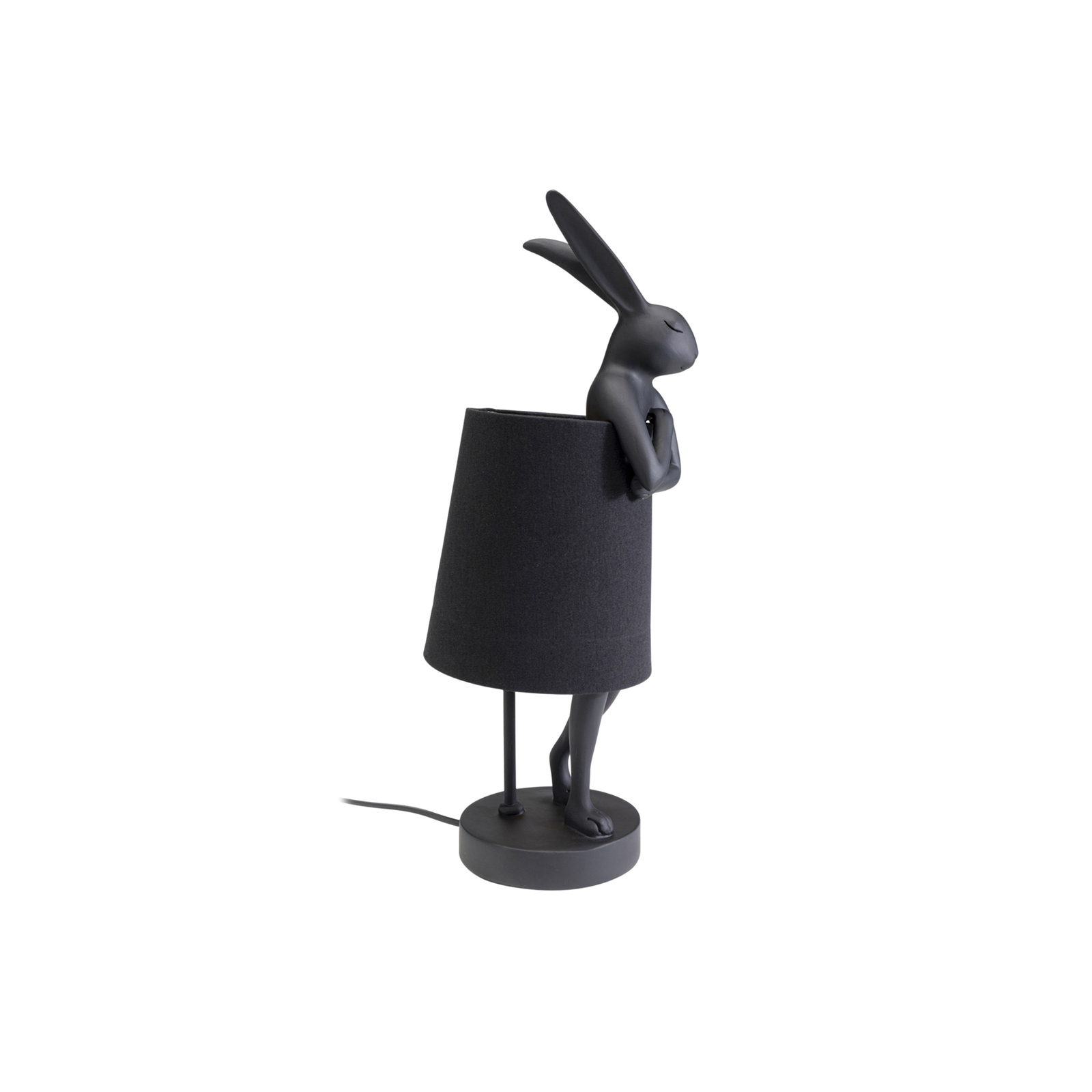 KARE Namizna svetilka Animal Rabbit, črn tekstil, višina 50 cm