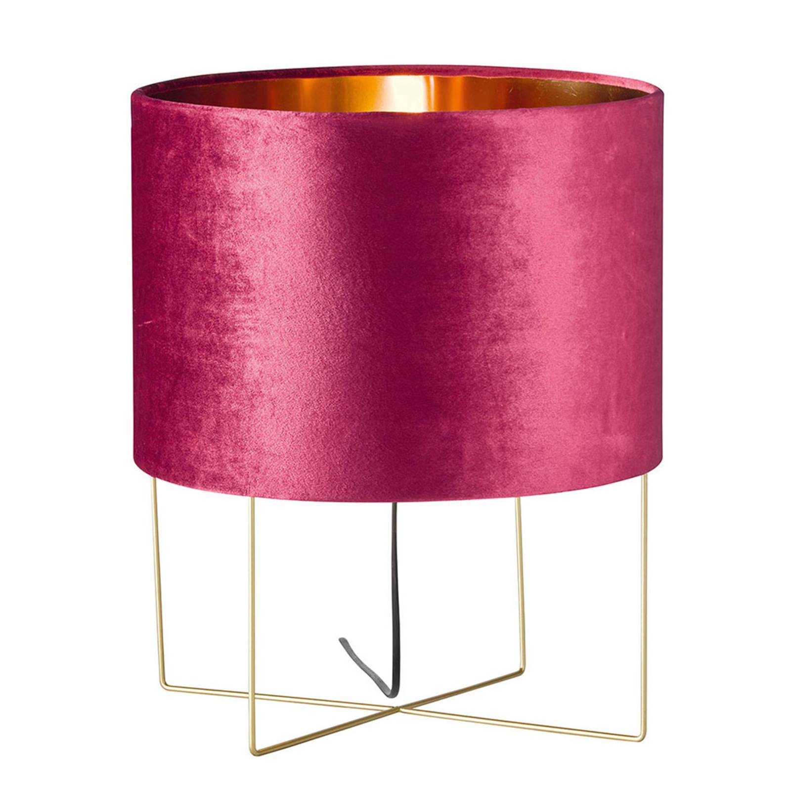 Bordslampa Aura, sammetsskärm, höjd 43 cm, röd