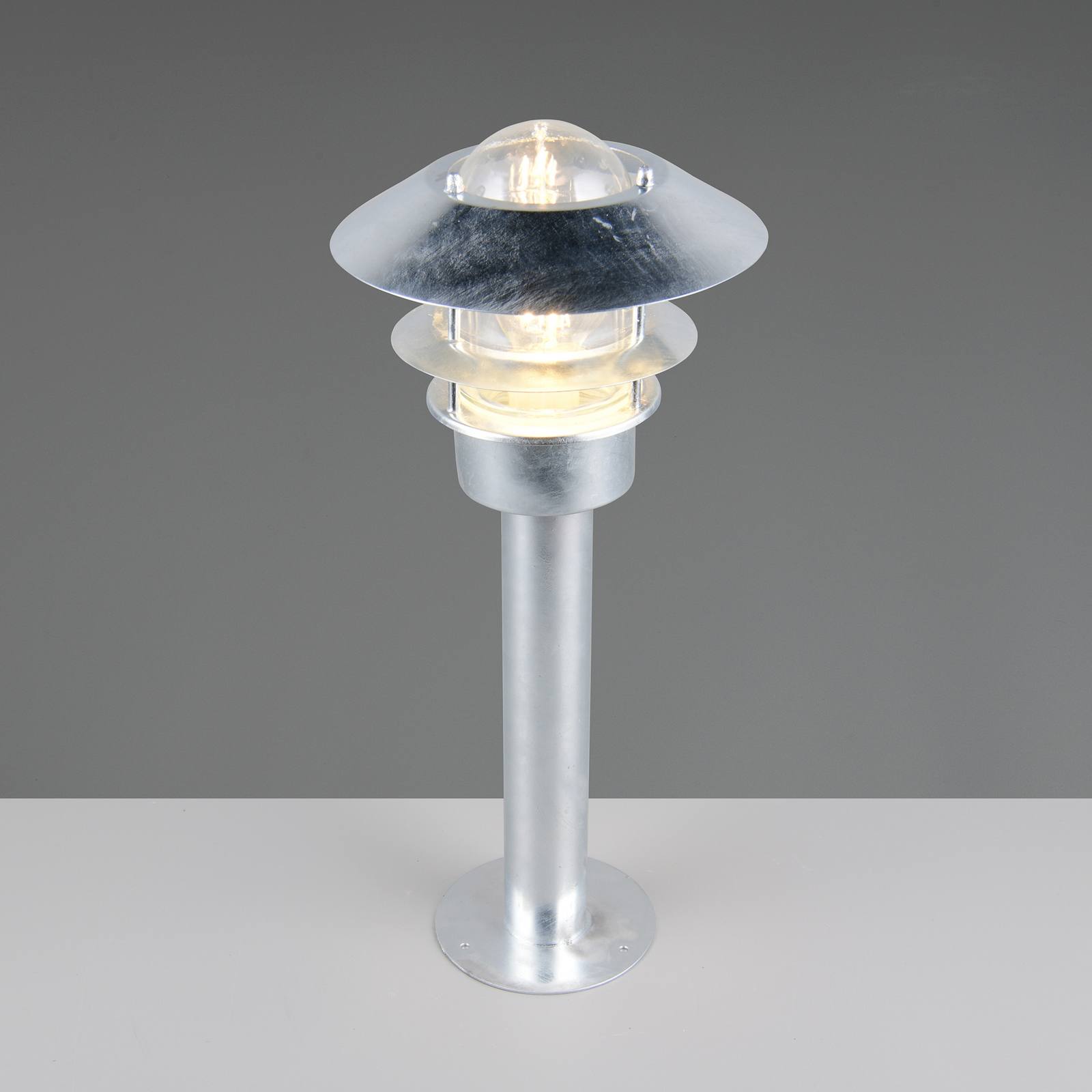 Sockellampe Ruvuuma, zinkfarben, Höhe 50 cm, Metall, IP44