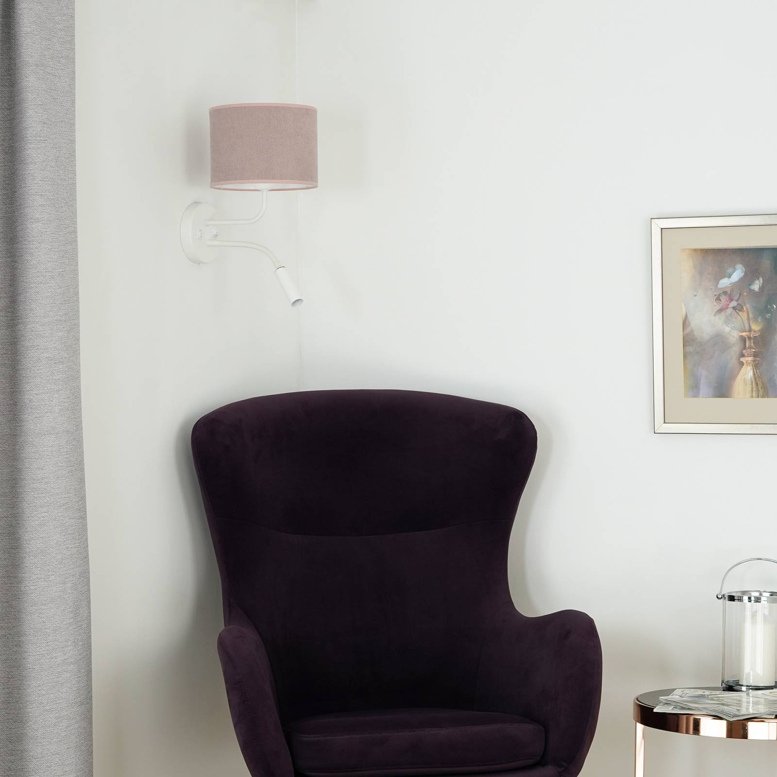 Wandleuchte Roller, Soro, weiß/rosa, Leselicht günstig online kaufen