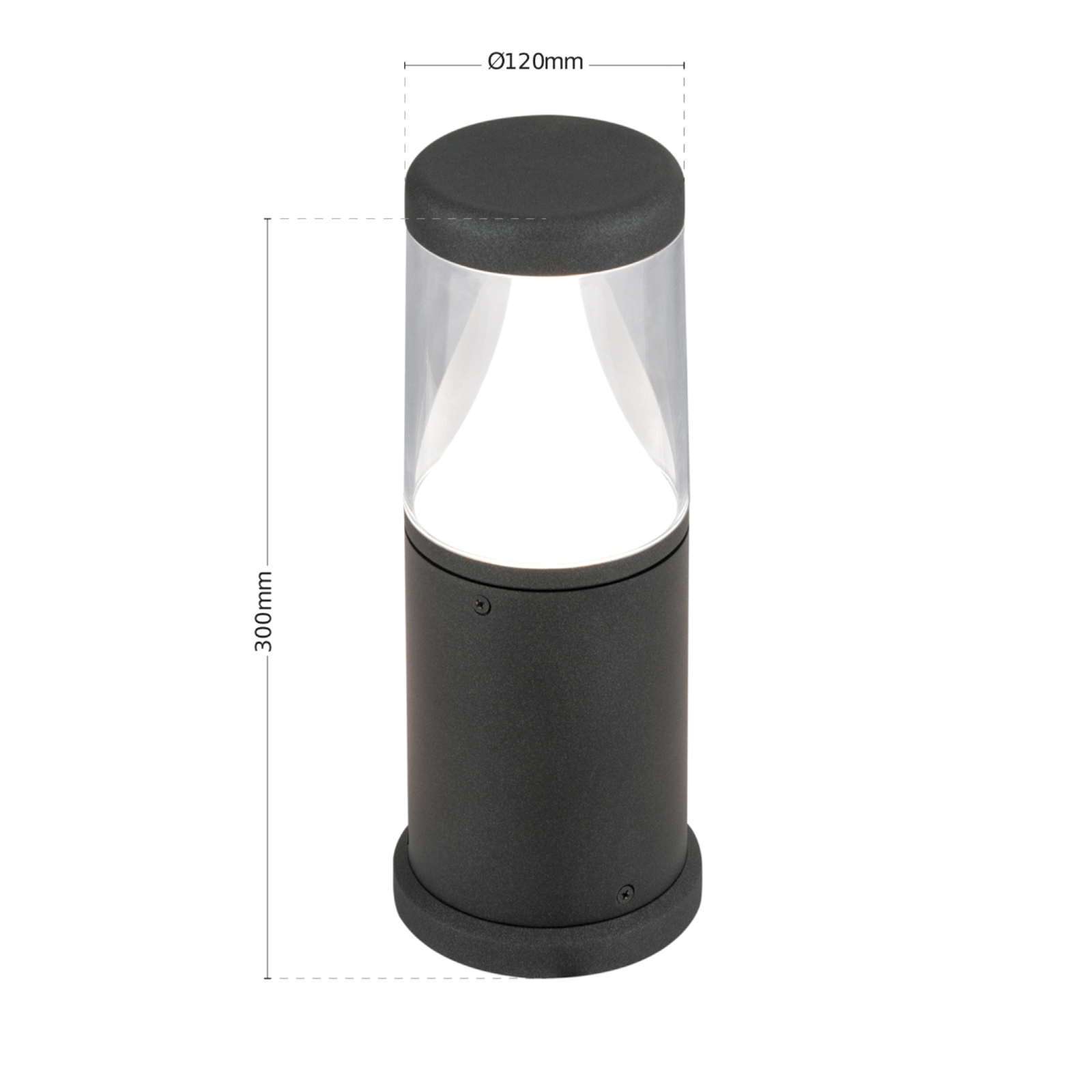 LED-sockellampa Midnight, anti-UV-diffusor, IP65