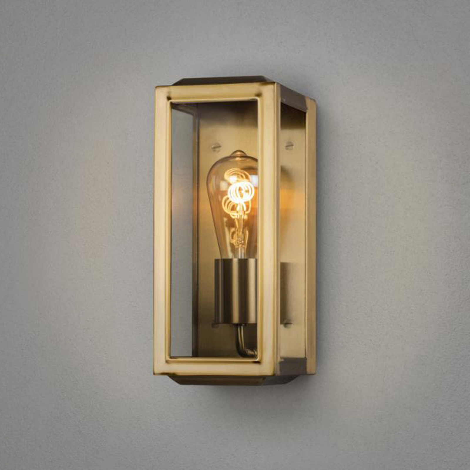 Carpi outdoor wall lamp, brass, width 12.5 cm