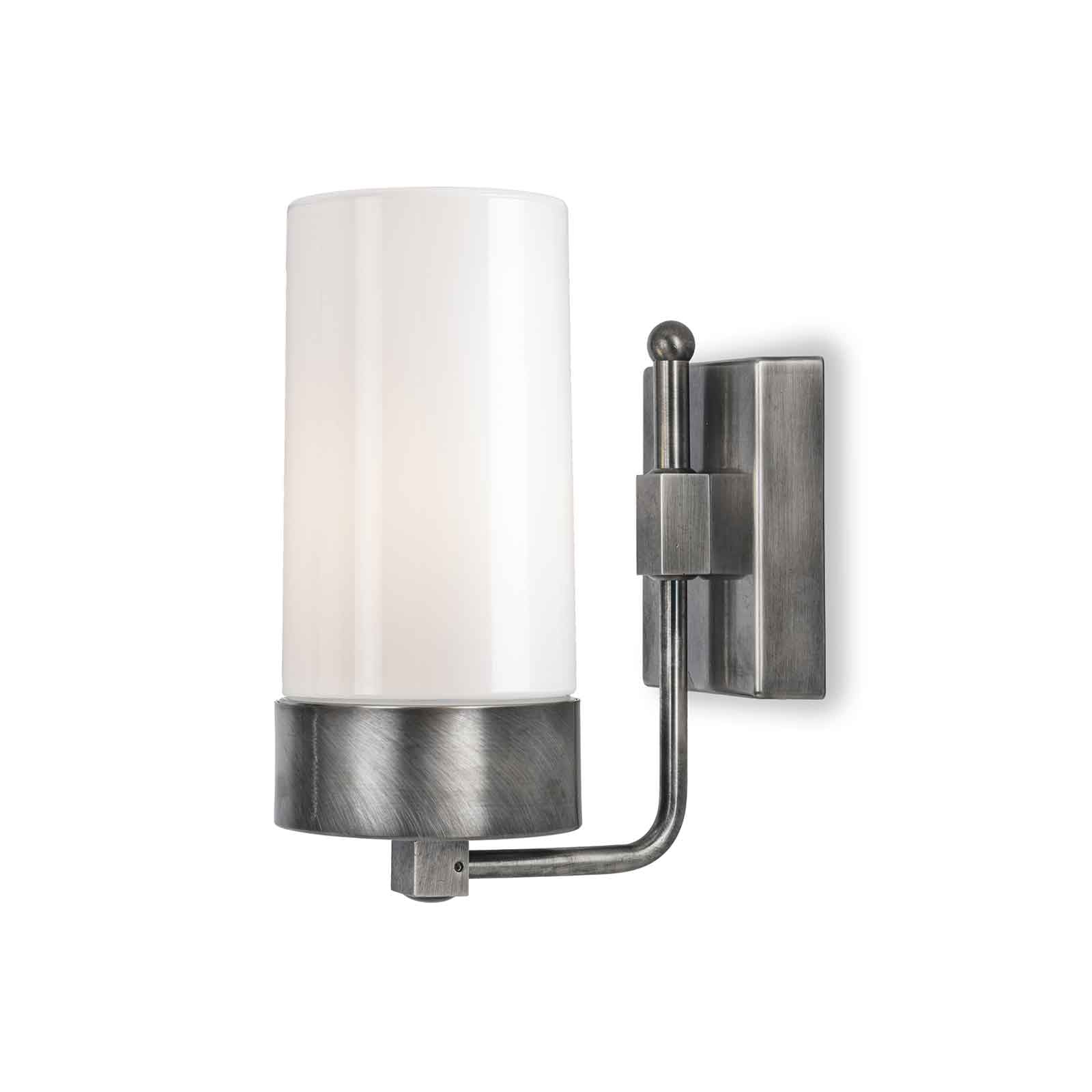 Moretti Silindar 3390 wall light, antique nickel/opal, brass, glass, E27, 52 W, energy efficiency: A++, H: 21.4 cm
