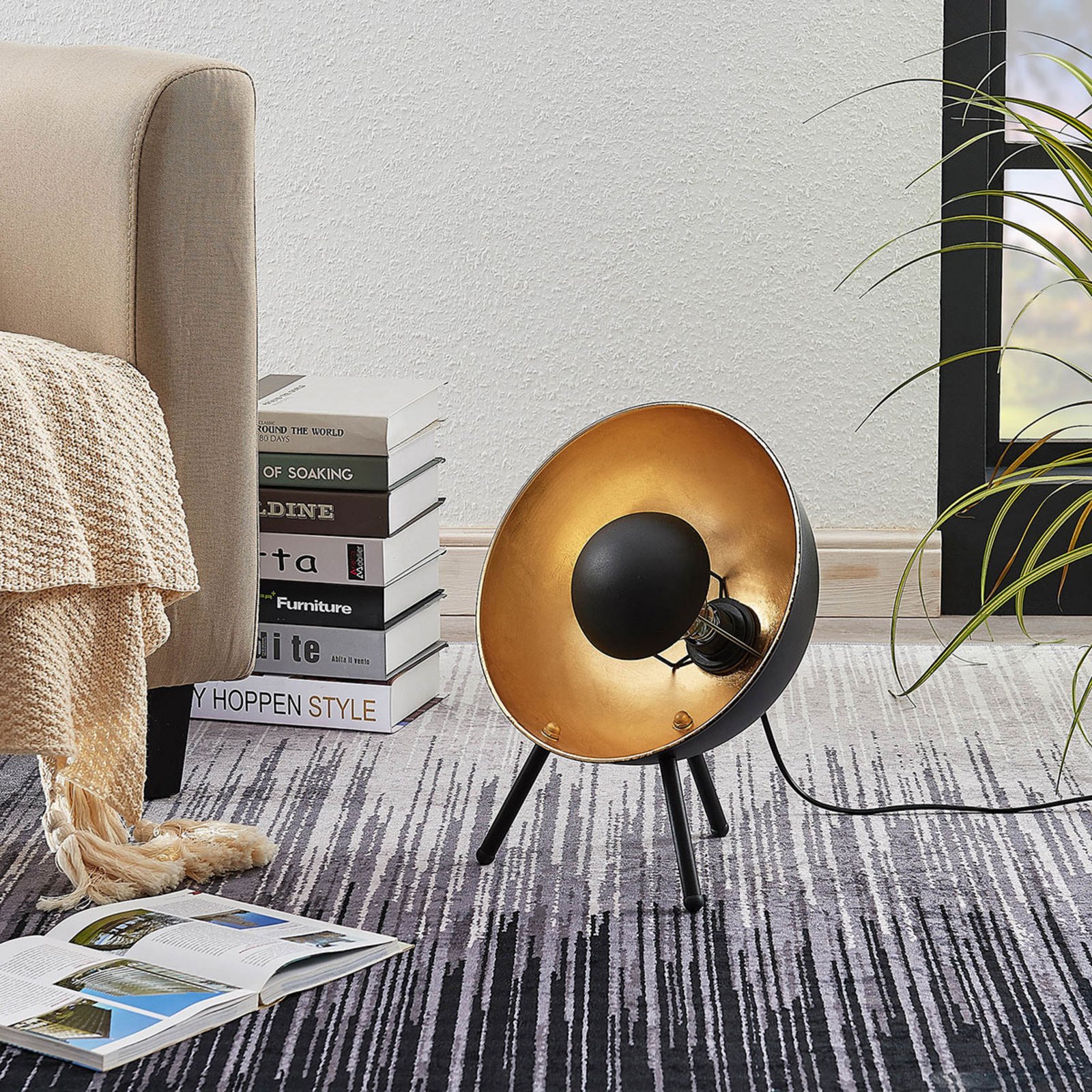 Muriel Stolní Lampa H38 Black/Gold - Lindby