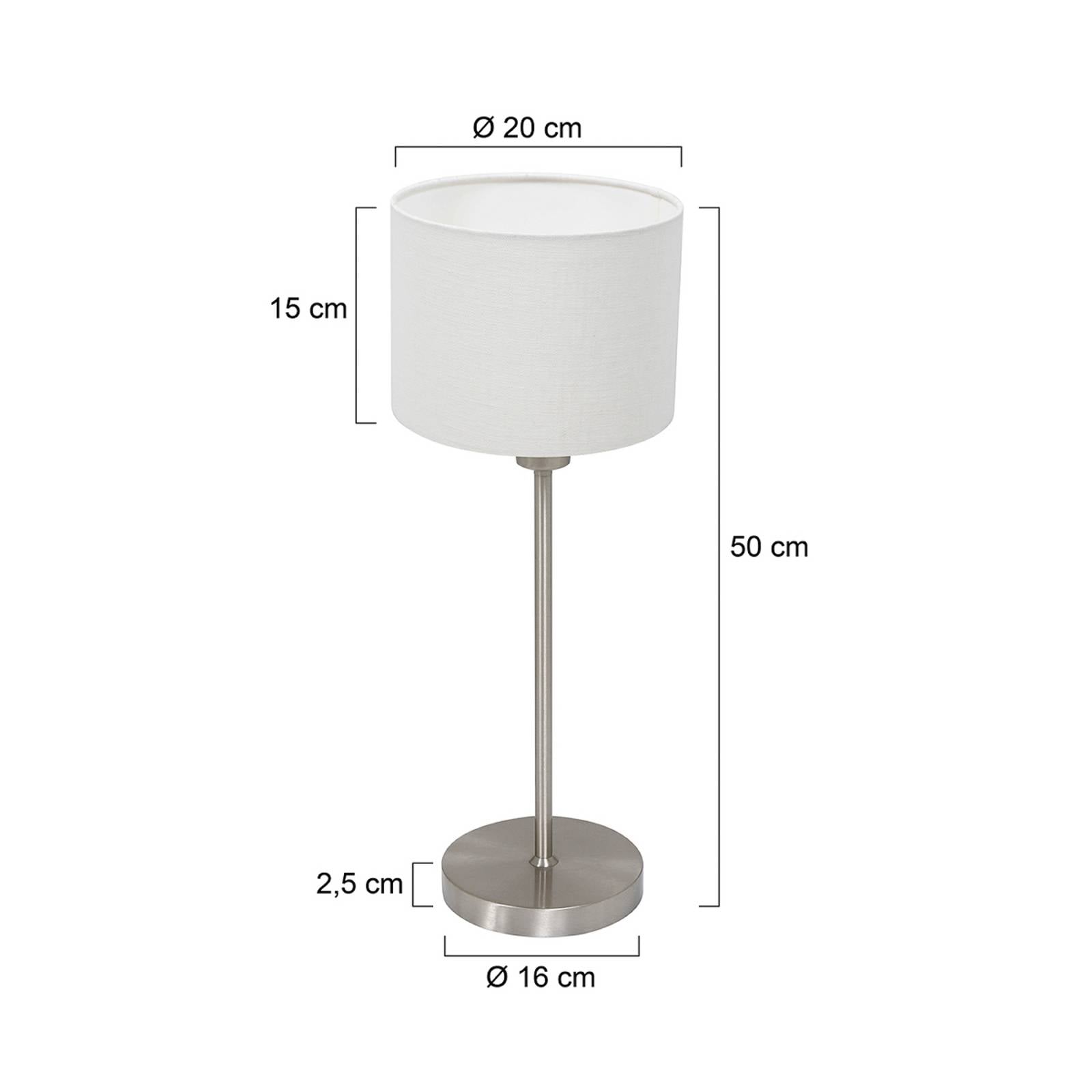 Mexlite Bordslampa Noor, stål/linne vitt, höjd 50 cm, E27