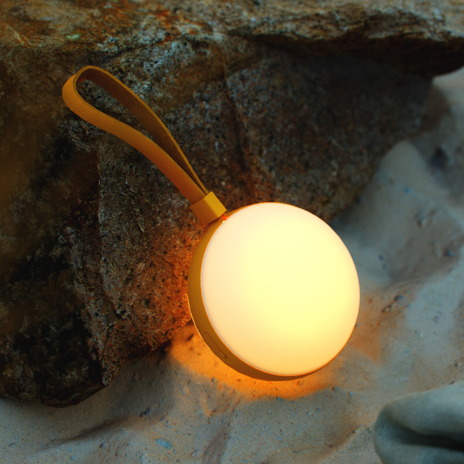 LED-utomhuslampa Bring to go Ø 12 cm vit/gul