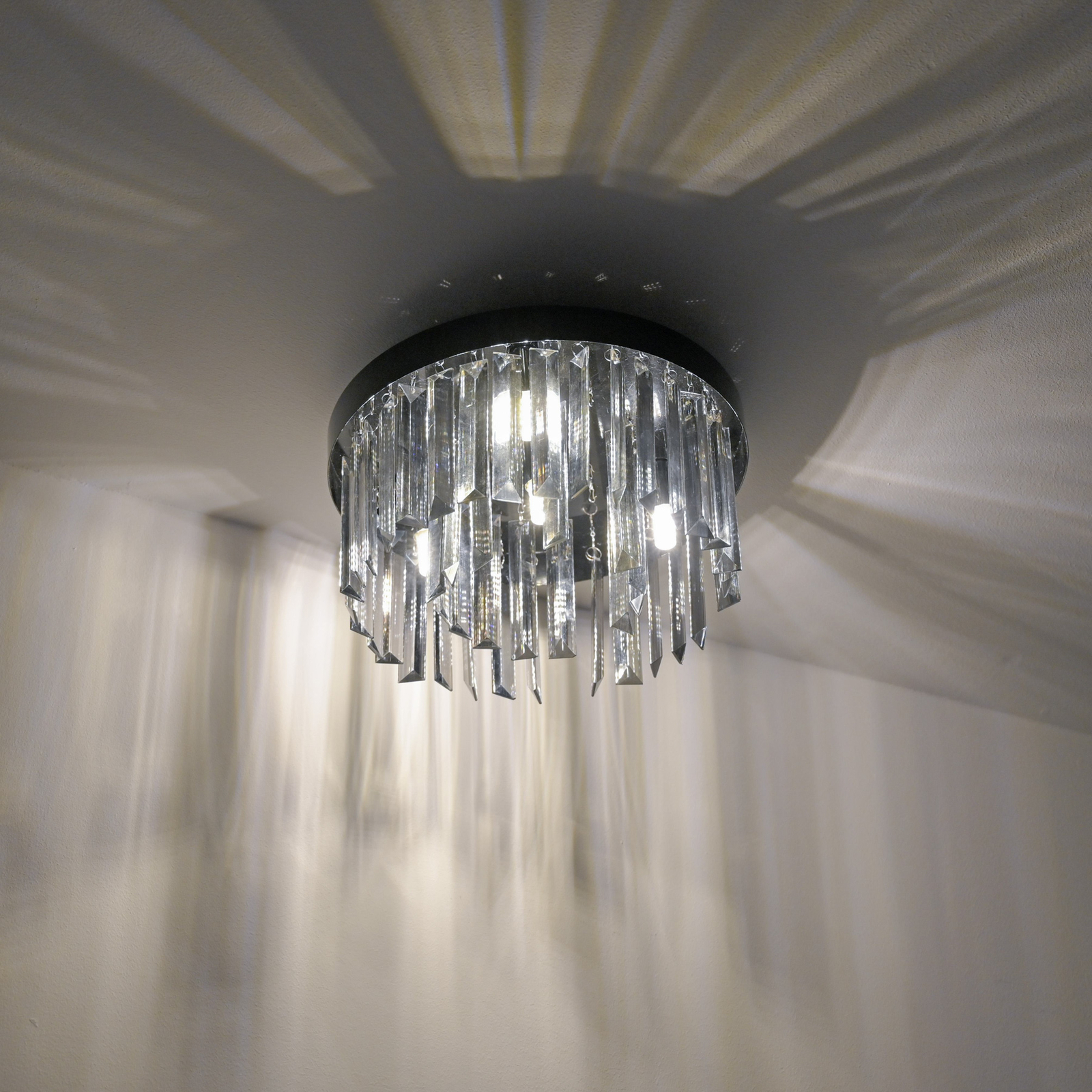 JUST LIGHT. Kulunka ceiling lamp, crystal glass, black