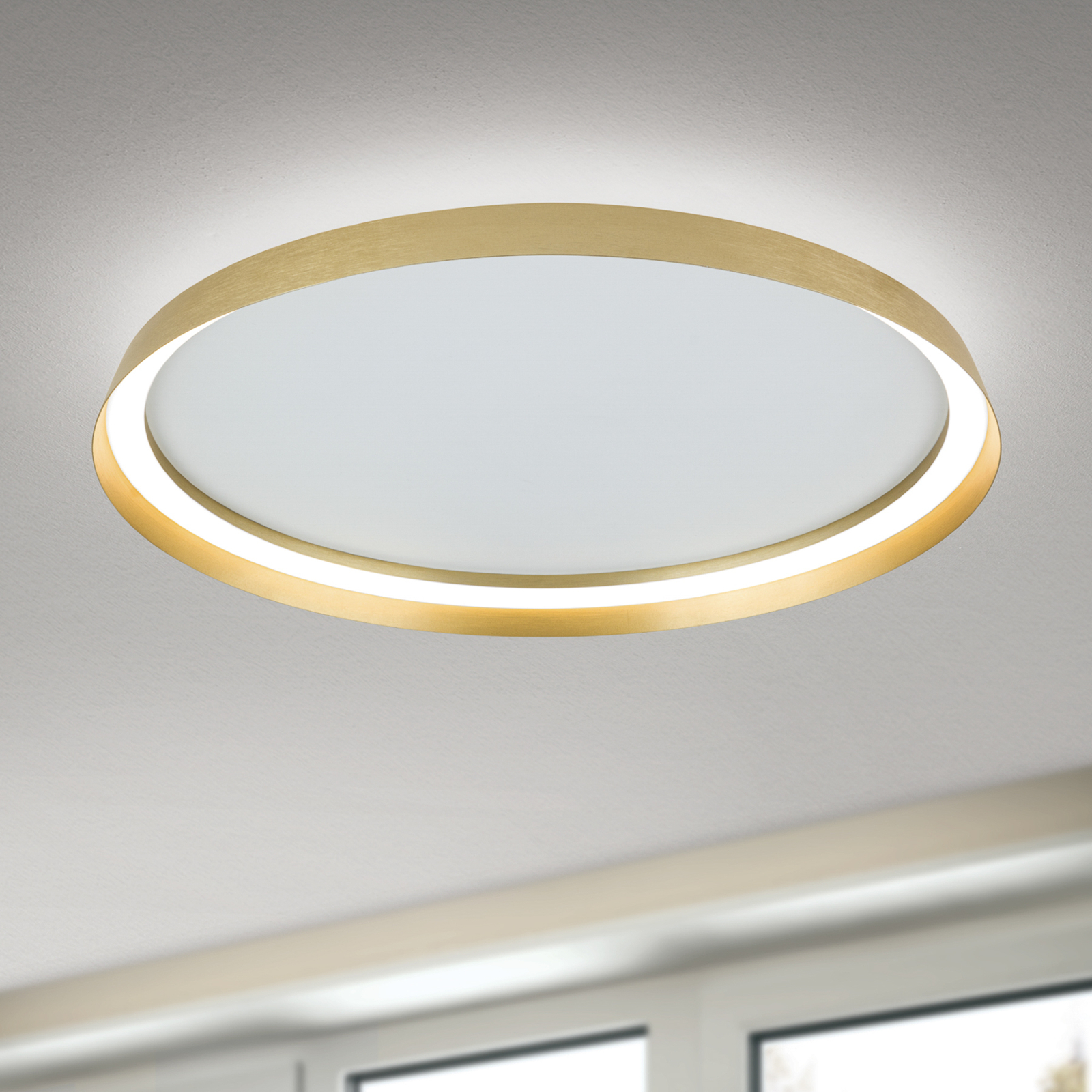 Lámpara de techo de LED Manta, Ø 60 cm, color dorado, aluminio,