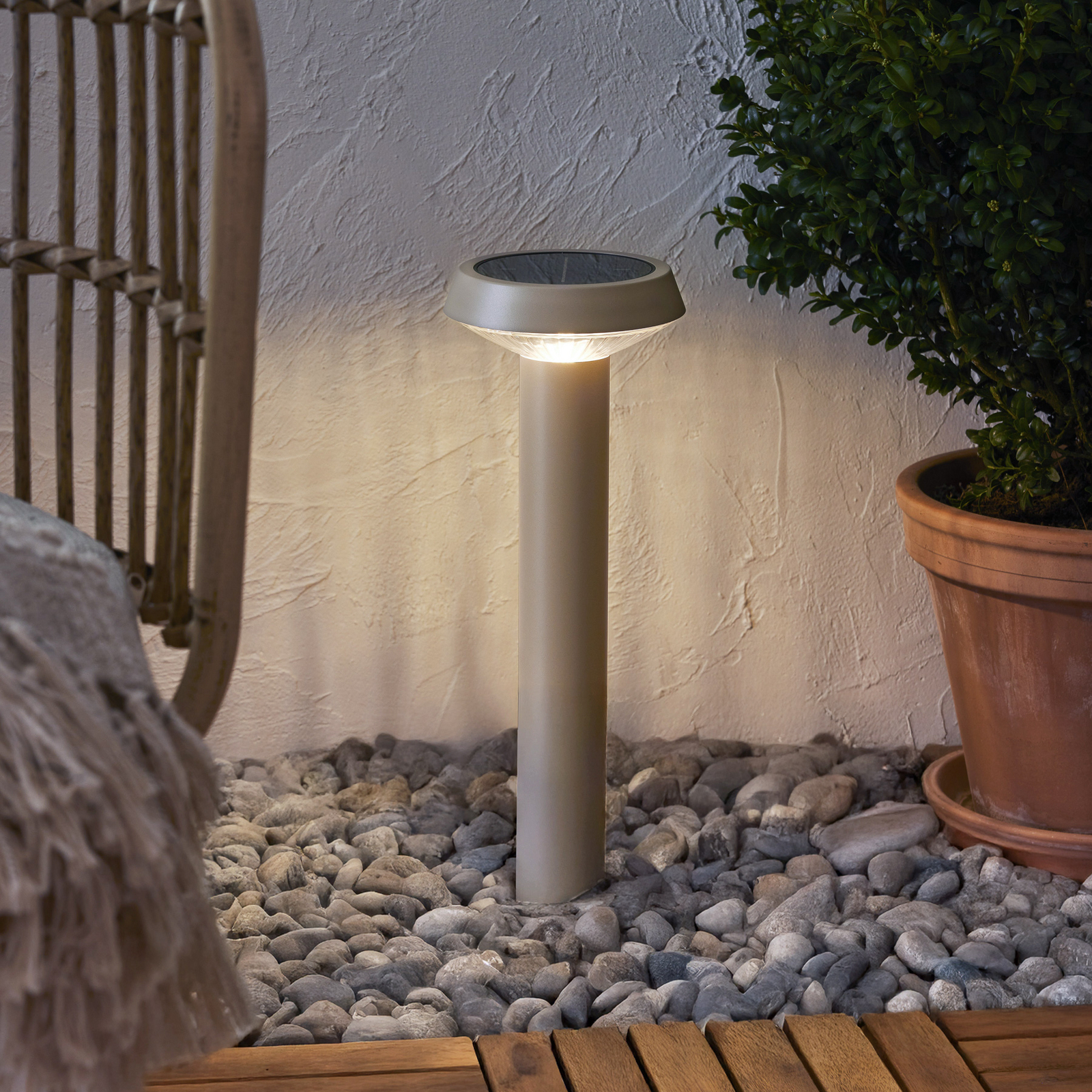 LED grondspies lamp Casa, beige, hoogte 45 cm