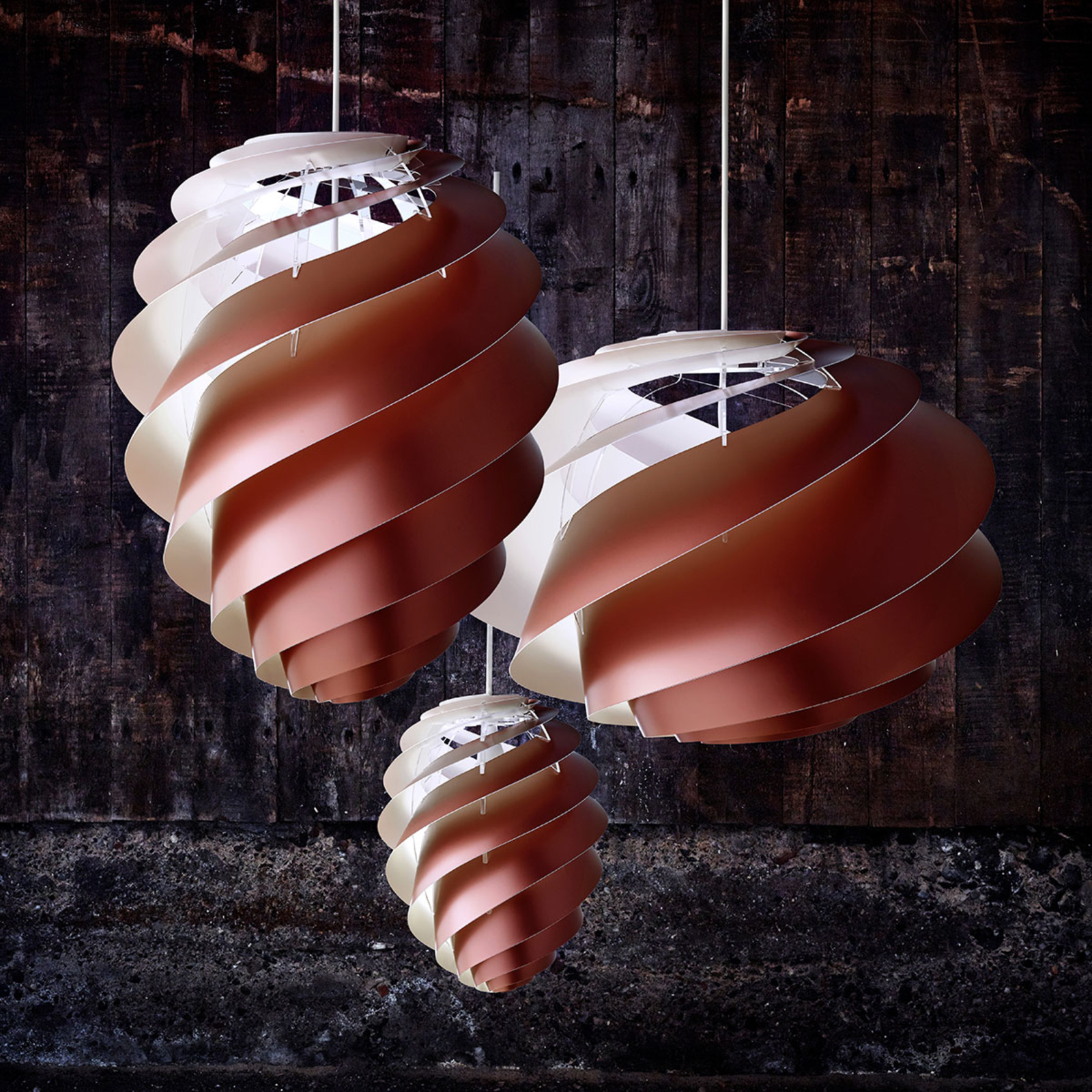 SWIRL 2 - Lampada a sospensione di design, rame