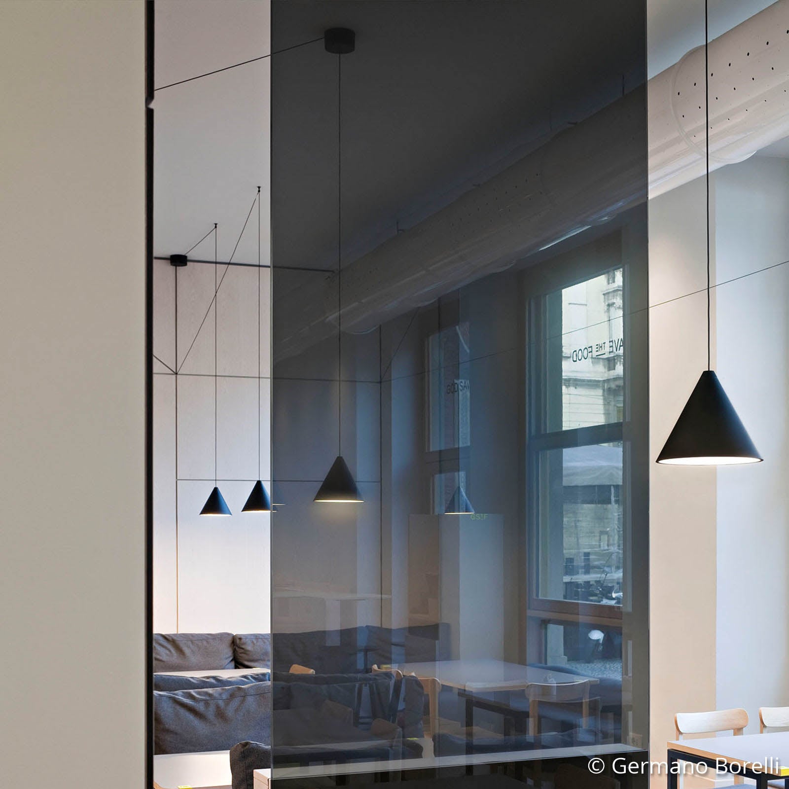 FLOS String light Hängeleuchte, 12m Kabel, Kegel
