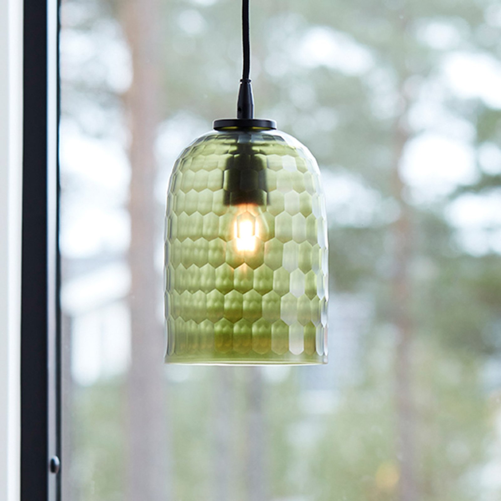 PR Home Gabby hanglamp mondgeblazen glas, groen