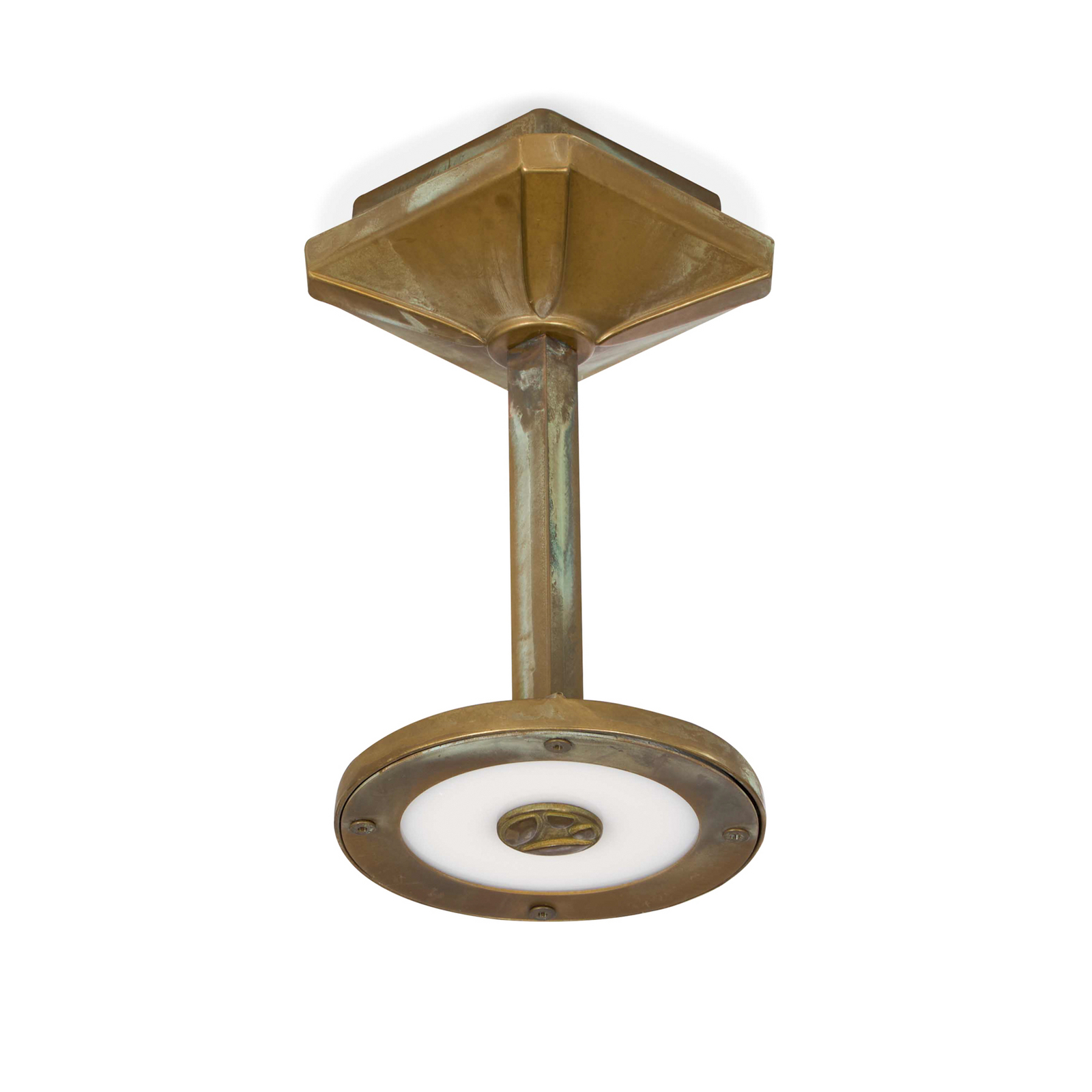 LED-Außendeckenleuchte Aura Disk, Höhe 20 cm, messing antik