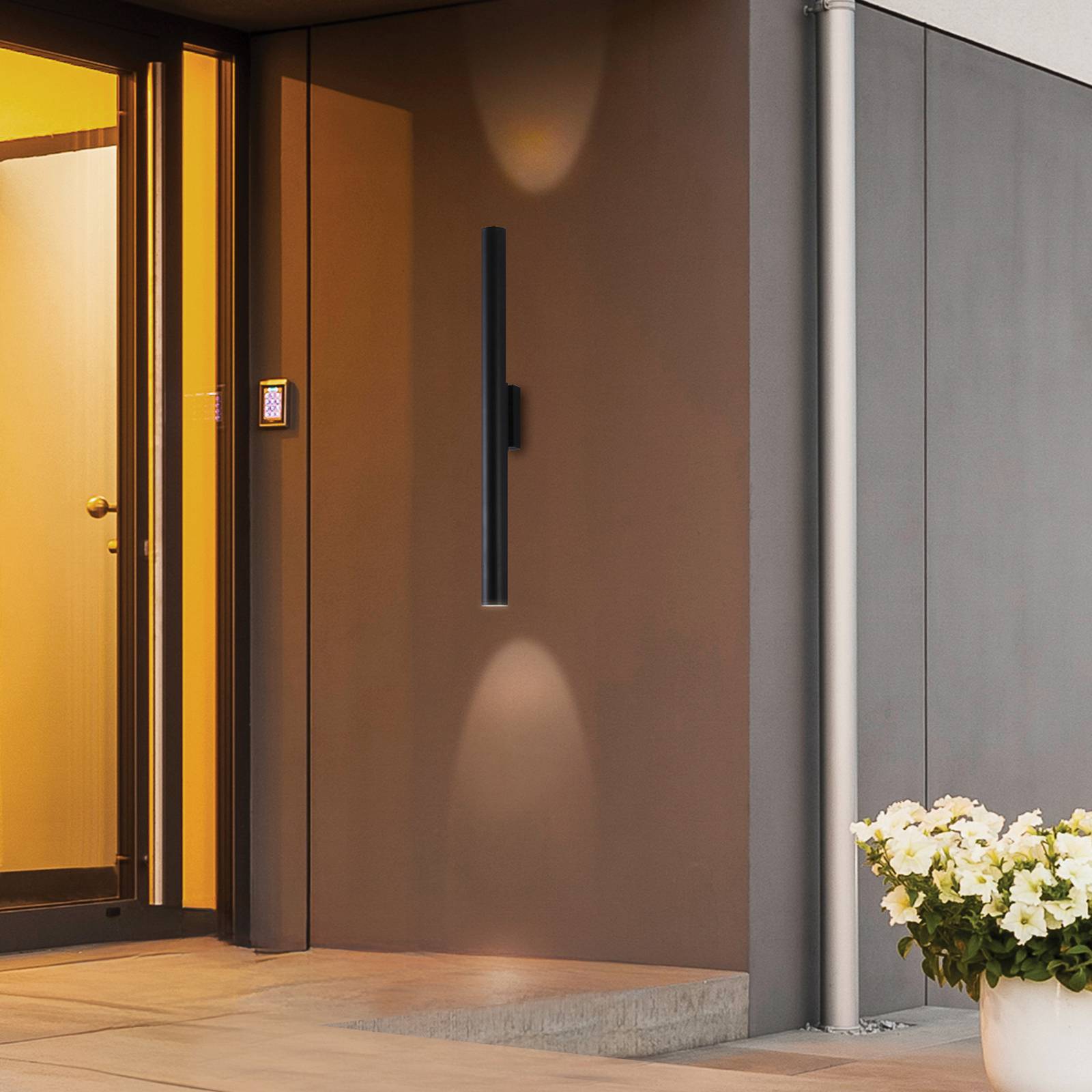 LED-Außenwandlampe City, Höhe 60 cm, schwarz, Metall günstig online kaufen