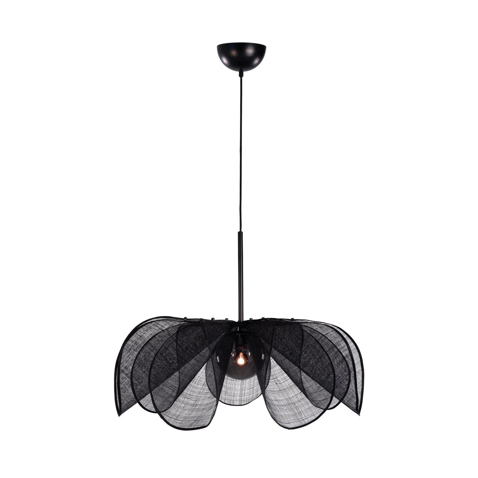 Lámpara colgante Styrka, Ø 75 cm, negro/gris humo, fibra de plátano