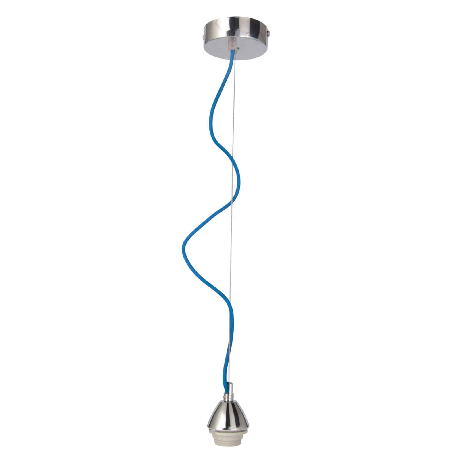 Näve Silas hanging light with fabric cable, blue, for Living / Dining Room, metal, E27, 60 W, energy efficiency: A++