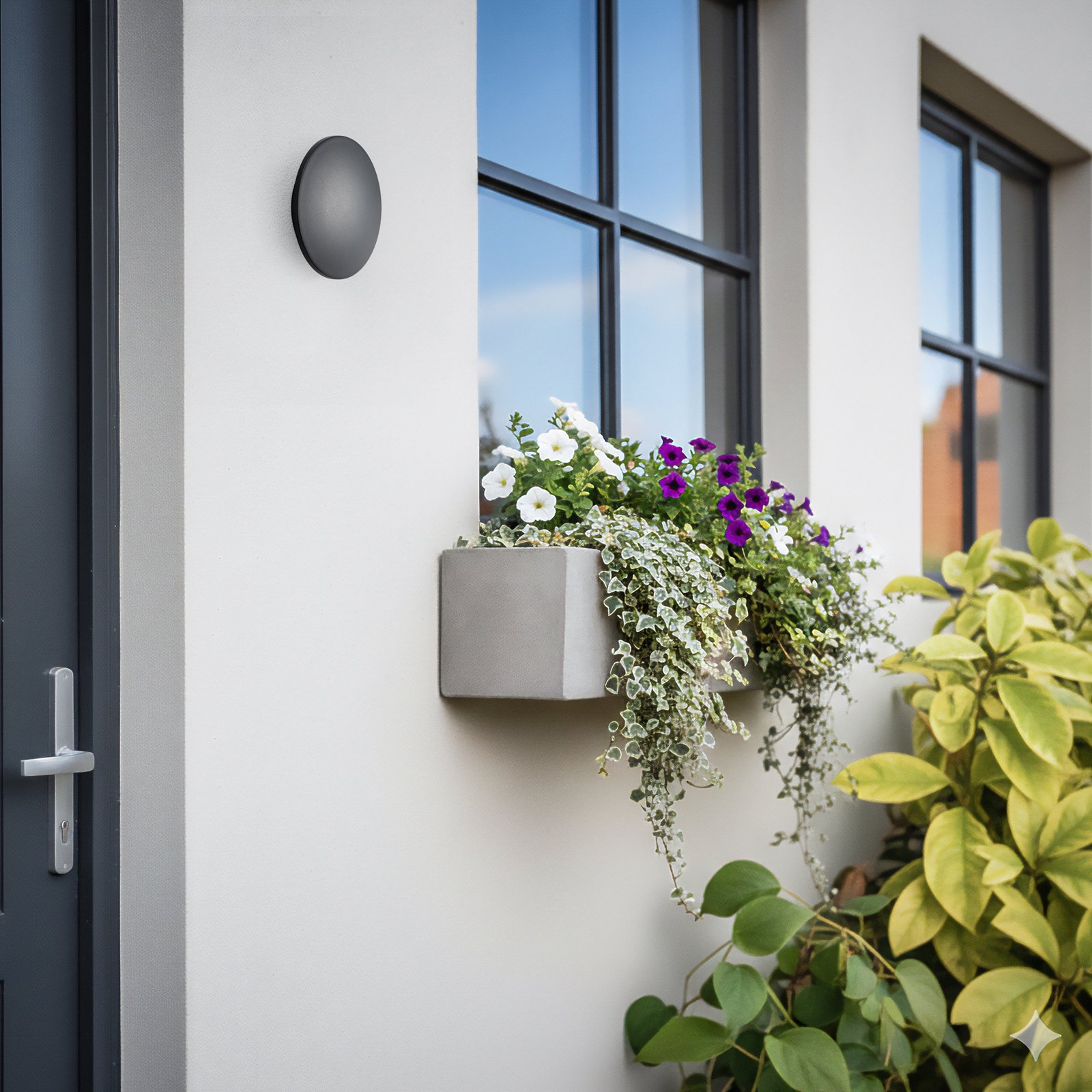 LED-vegglampe Aria M, svart, aluminium, Ø 18 cm