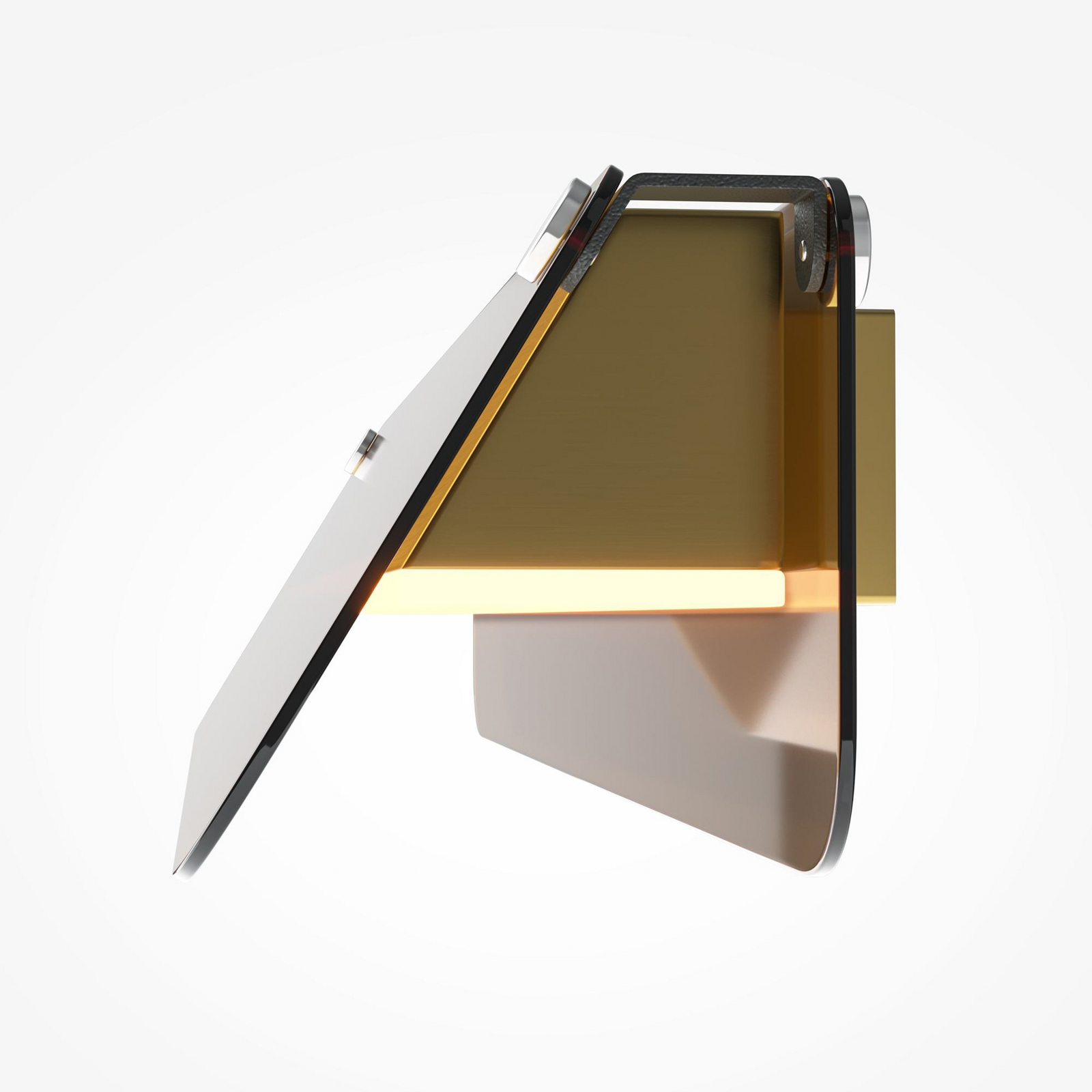 LED wandlamp FLAT, amber/messing, breedte 43 cm, glas/metaal