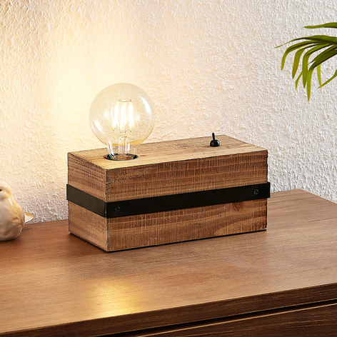 Lindby Sverina lampe à poser en bois, à 1 lampe