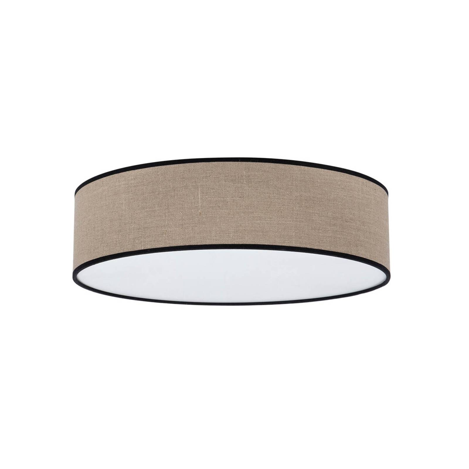 Taklampa Tubo, textilskärm, beige, Ø 48cm