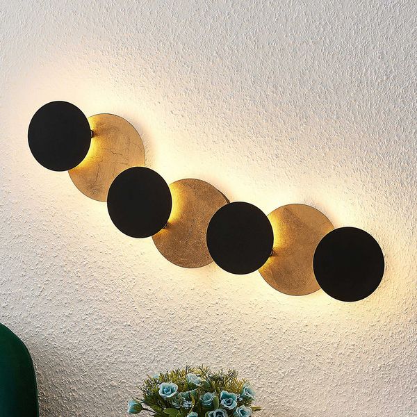 Grazyna 9 LED Seinävalaisin Black/Gold - Lindby - Olohuone - Moderni - Metalli - Monilamppuinen — Lindby