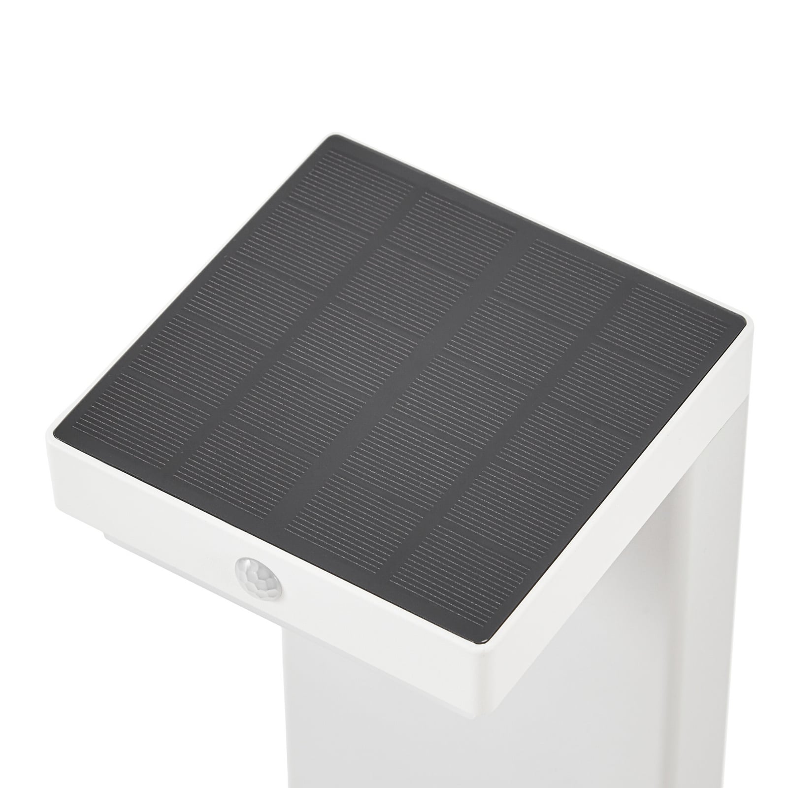 Eleazar LED solárne podlahové svietidlo, biele, hliník, senzor - Lindby