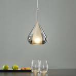 Lámpara colgante Lila, vidrio en forma gota, gris