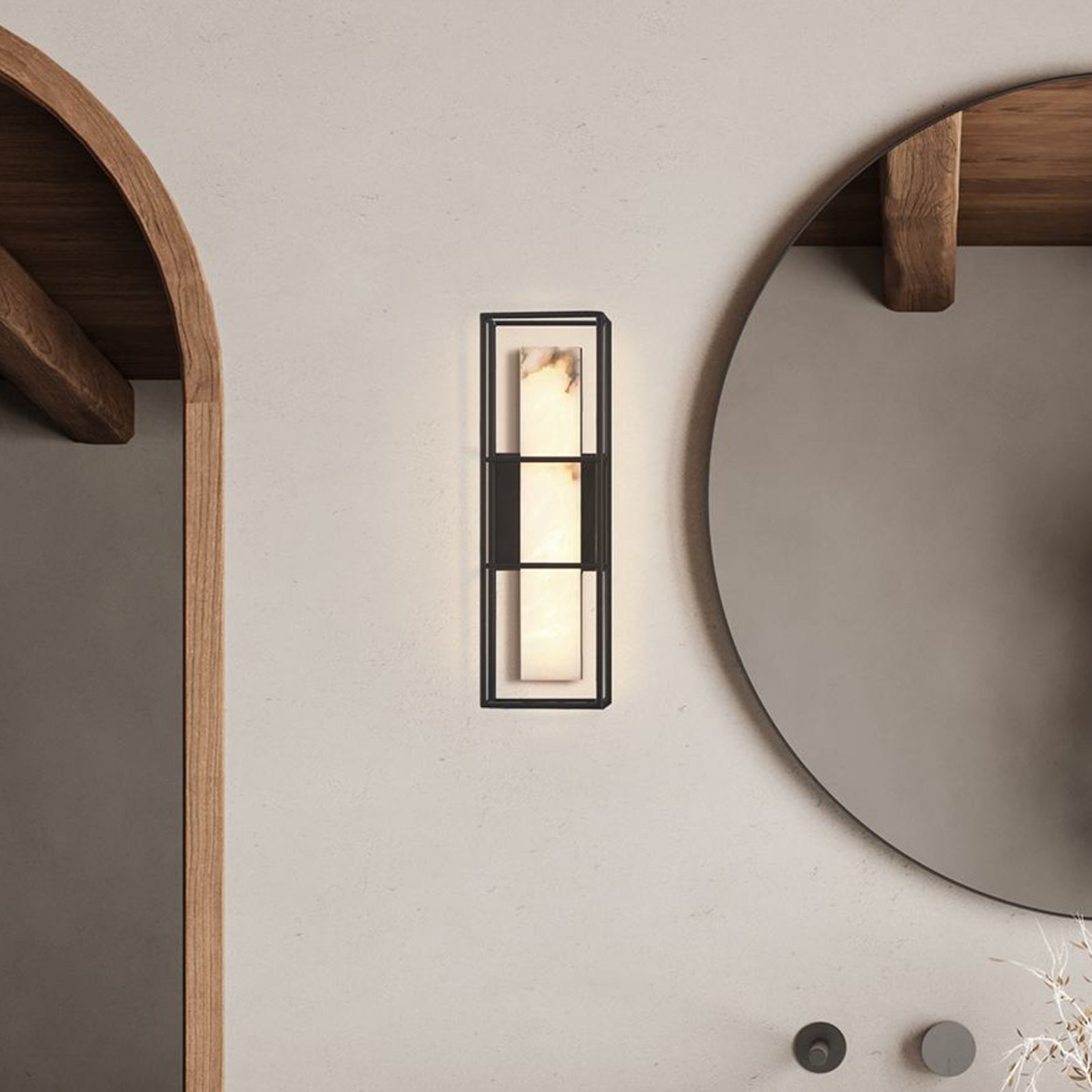 LED-Außenwandlampe BLAKLEY schwarz/alabaster Höhe 41 cm IP44