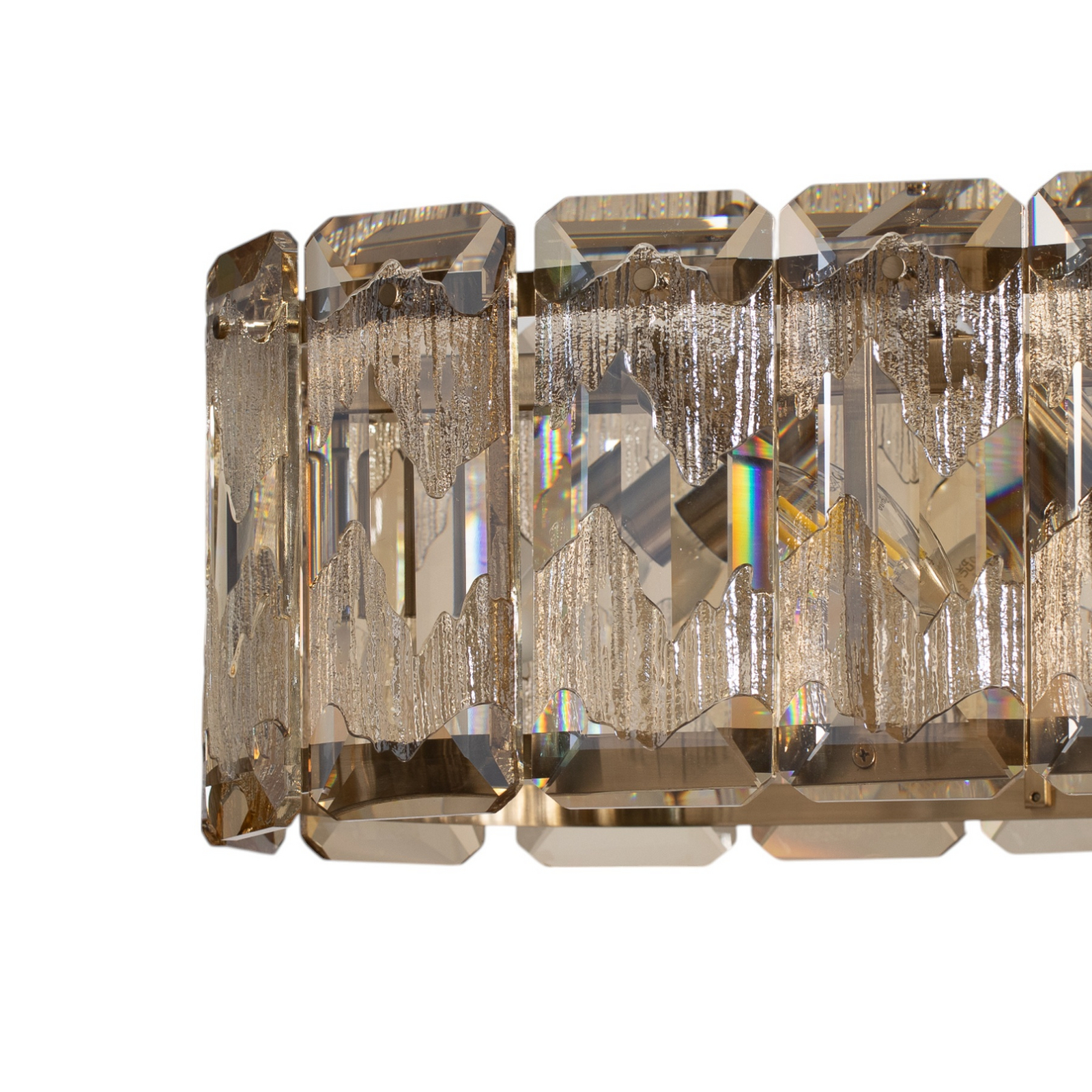 Hanglamp Orvin, messing antiek 96x30 cm glas/metaal 16-lichts.