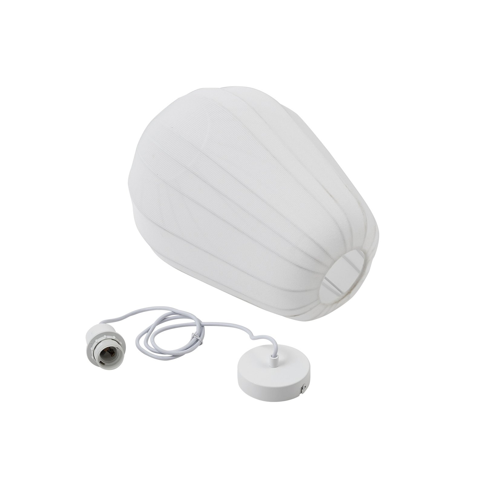 Lindby Helin pendant light, white, Ø 30 cm, fabric