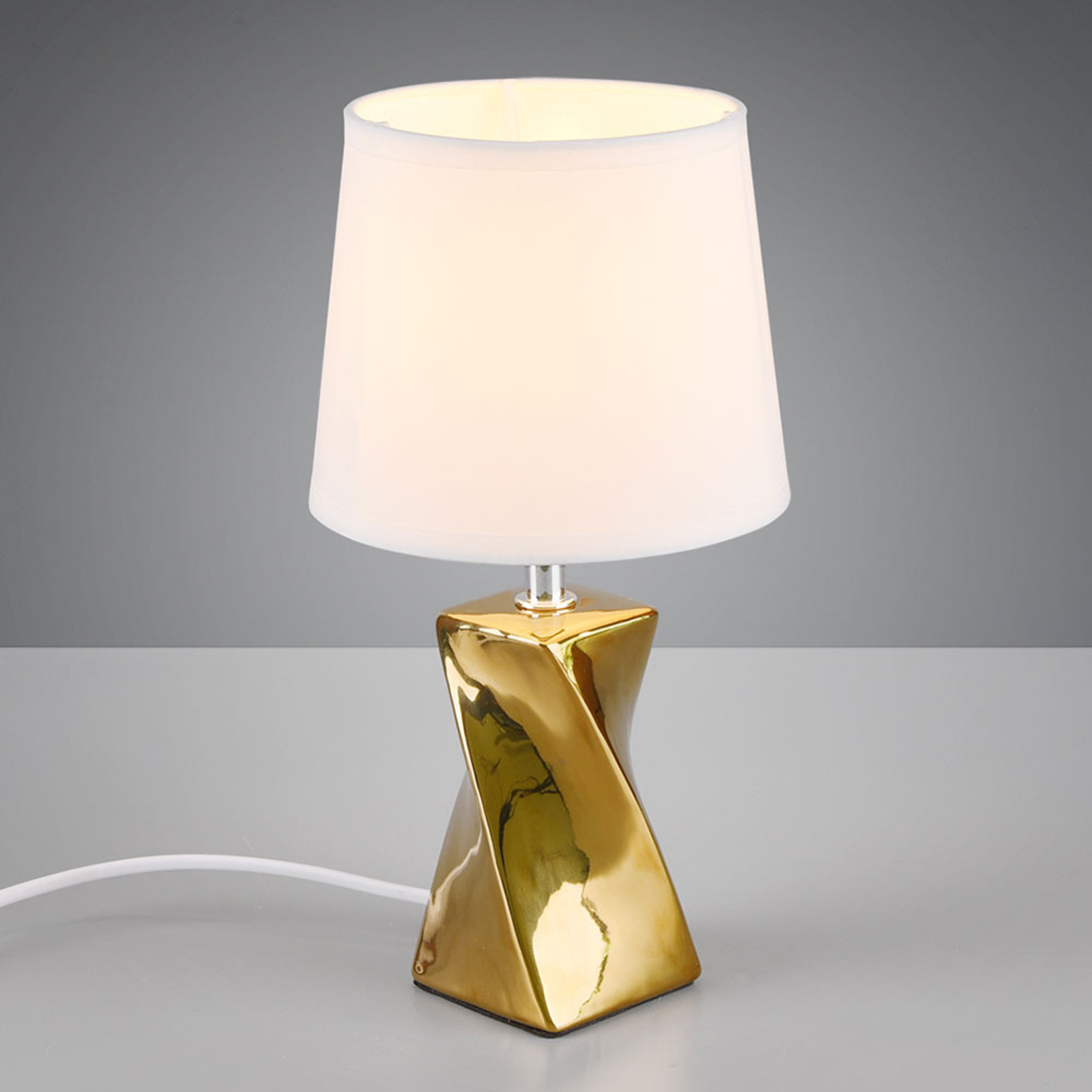 Bordslampa Abeba, Ø 15 cm, vit-guld