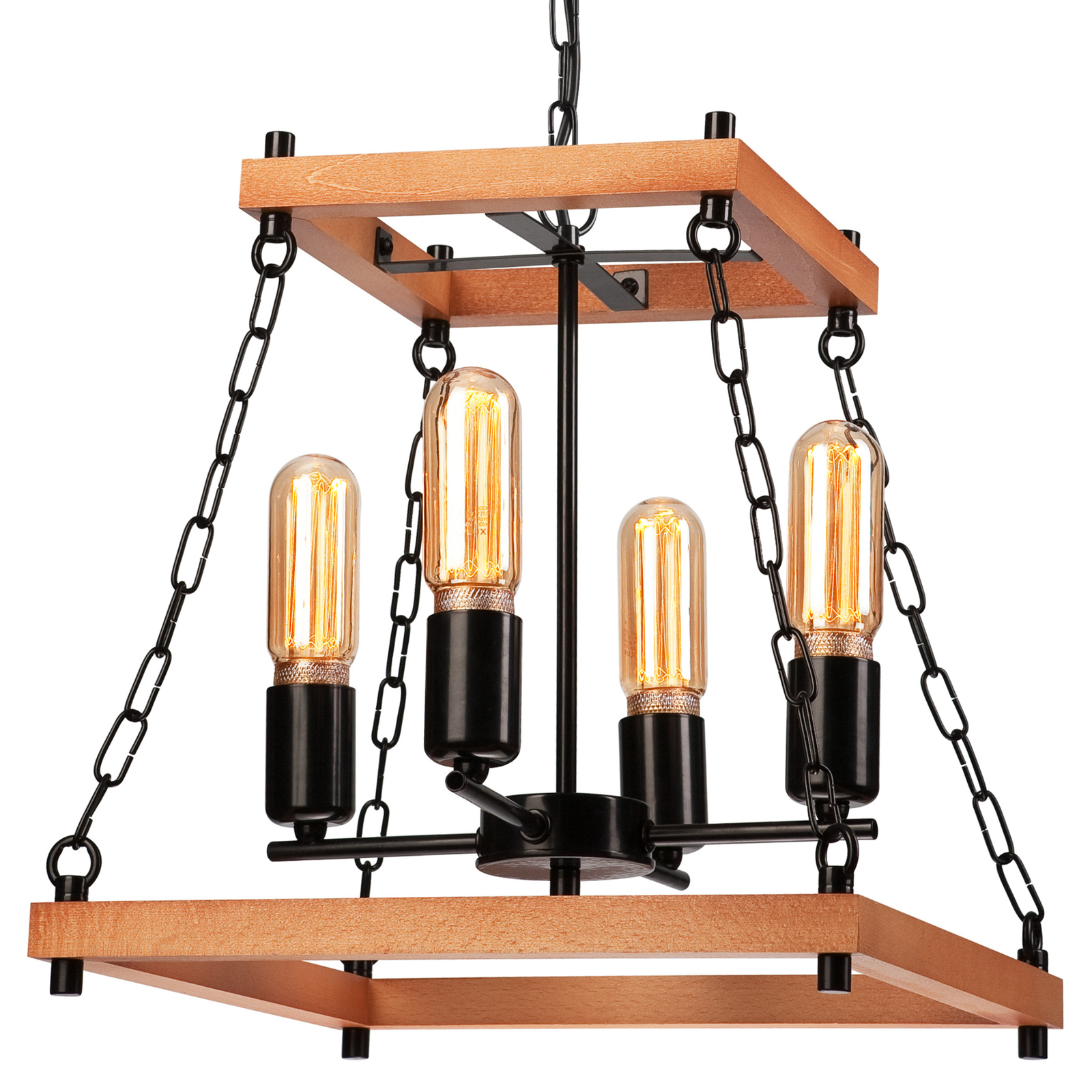 Envostar Glenn chandelier wood/black 4-bulb