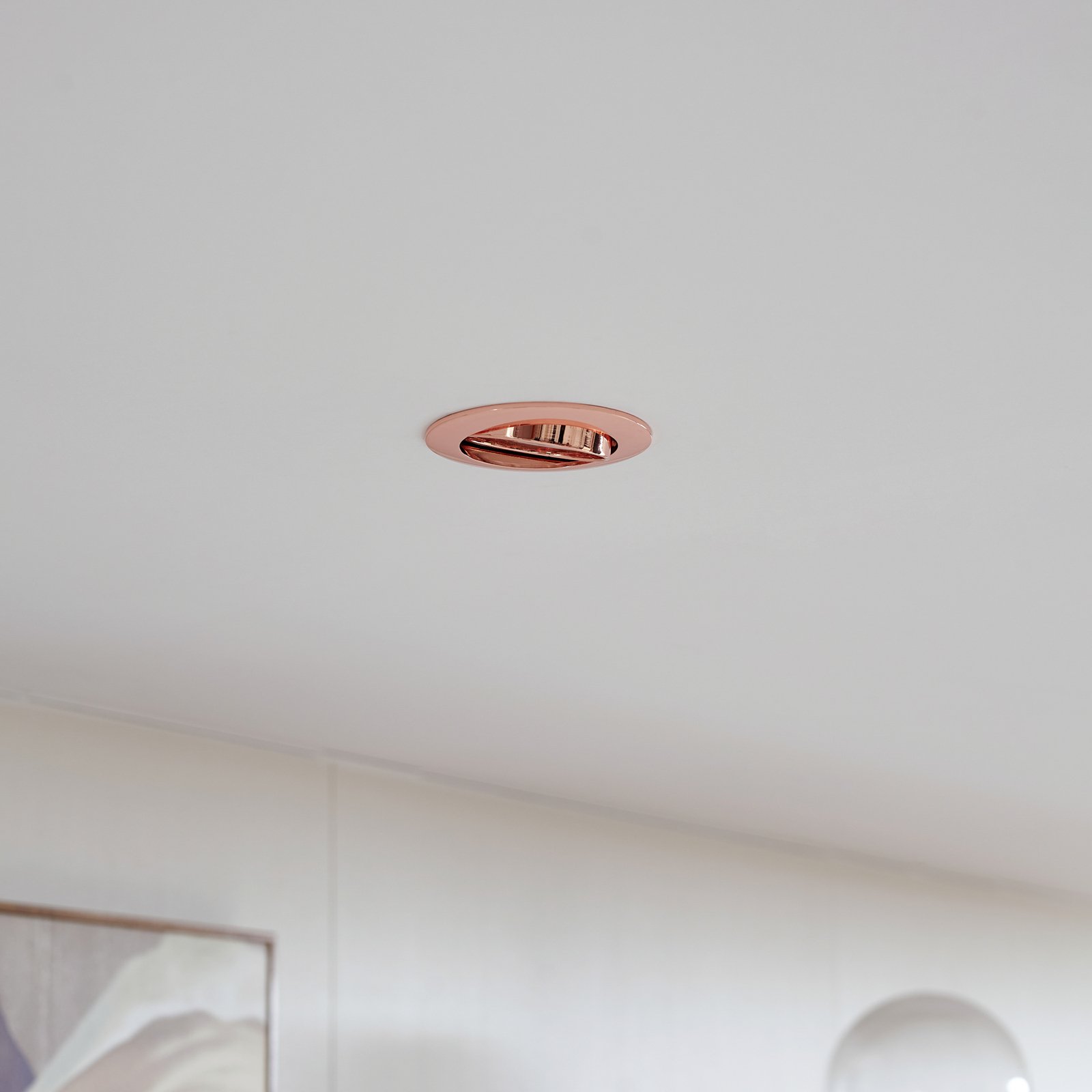 Prios recessed ceiling light Fibur, copper, aluminium, Ø 8.2 cm