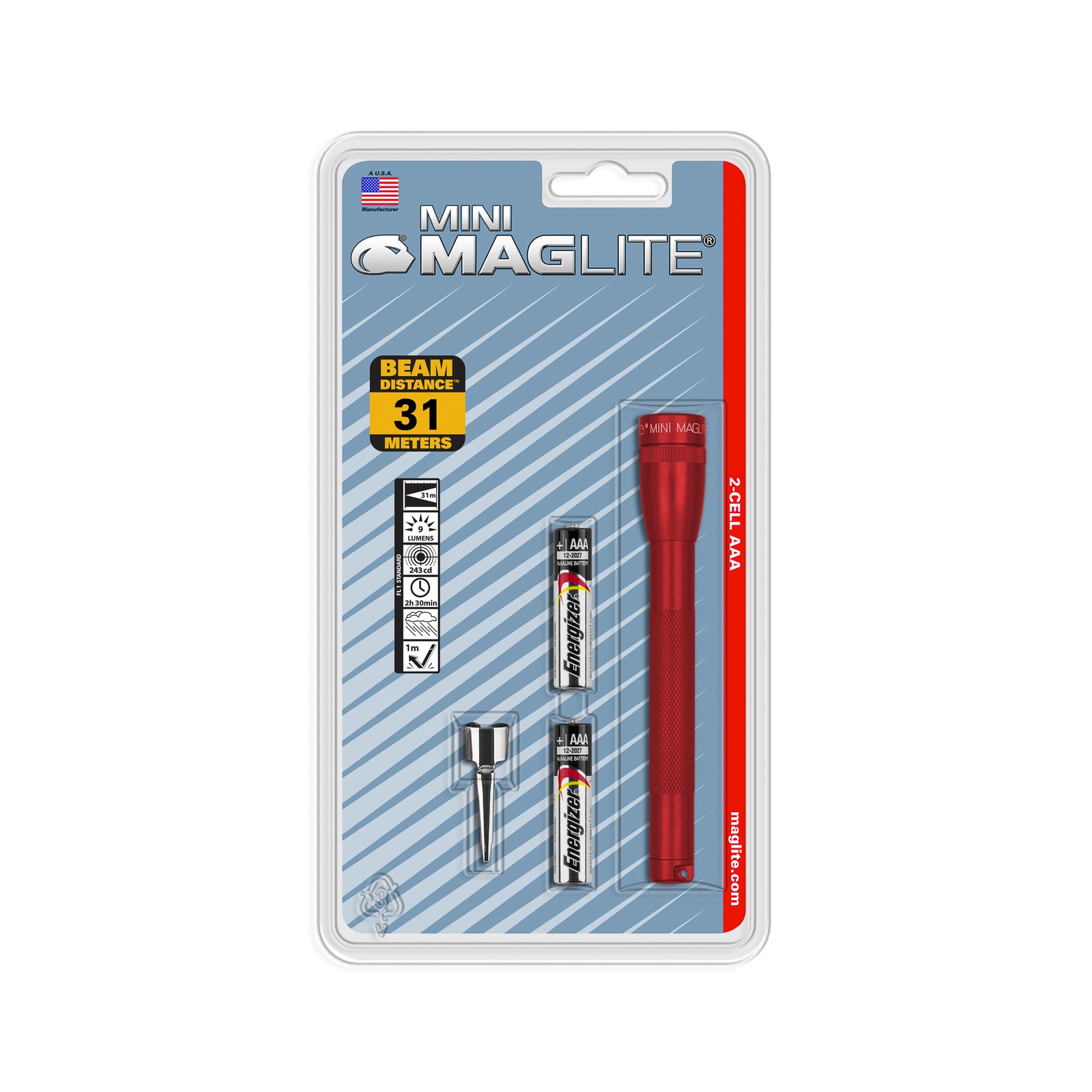 Baterka Maglite Xenon Mini, 2 články AAA, červená