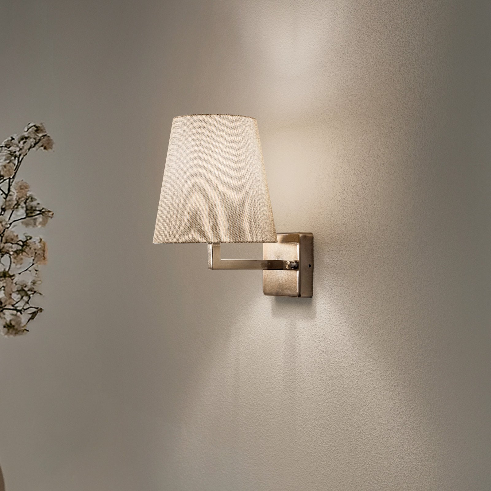 Opviq Aplică de perete Profil auriu/crem metal/țesătură înălțime 30 cm - Camera de zi / sufragerie - auriu crem