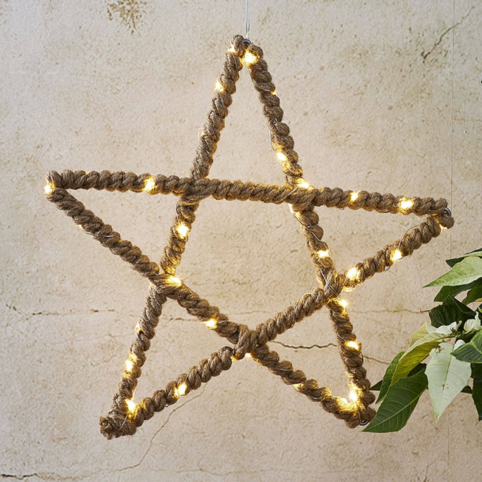 Image of STAR TRADING Étoile décorative LED Jutta entourée de corde jute 7391482045133
