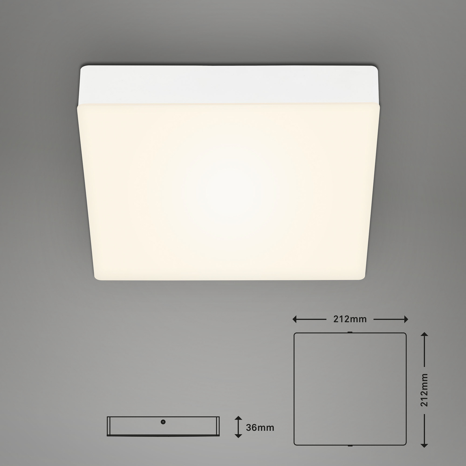 LED-Deckenleuchte Flame, 21,2 x 21,2 cm, weiß