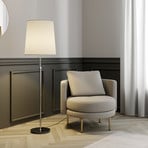 Lucande gulvlampe Pordis, 155 cm, krom, hvit, metall, tekstil