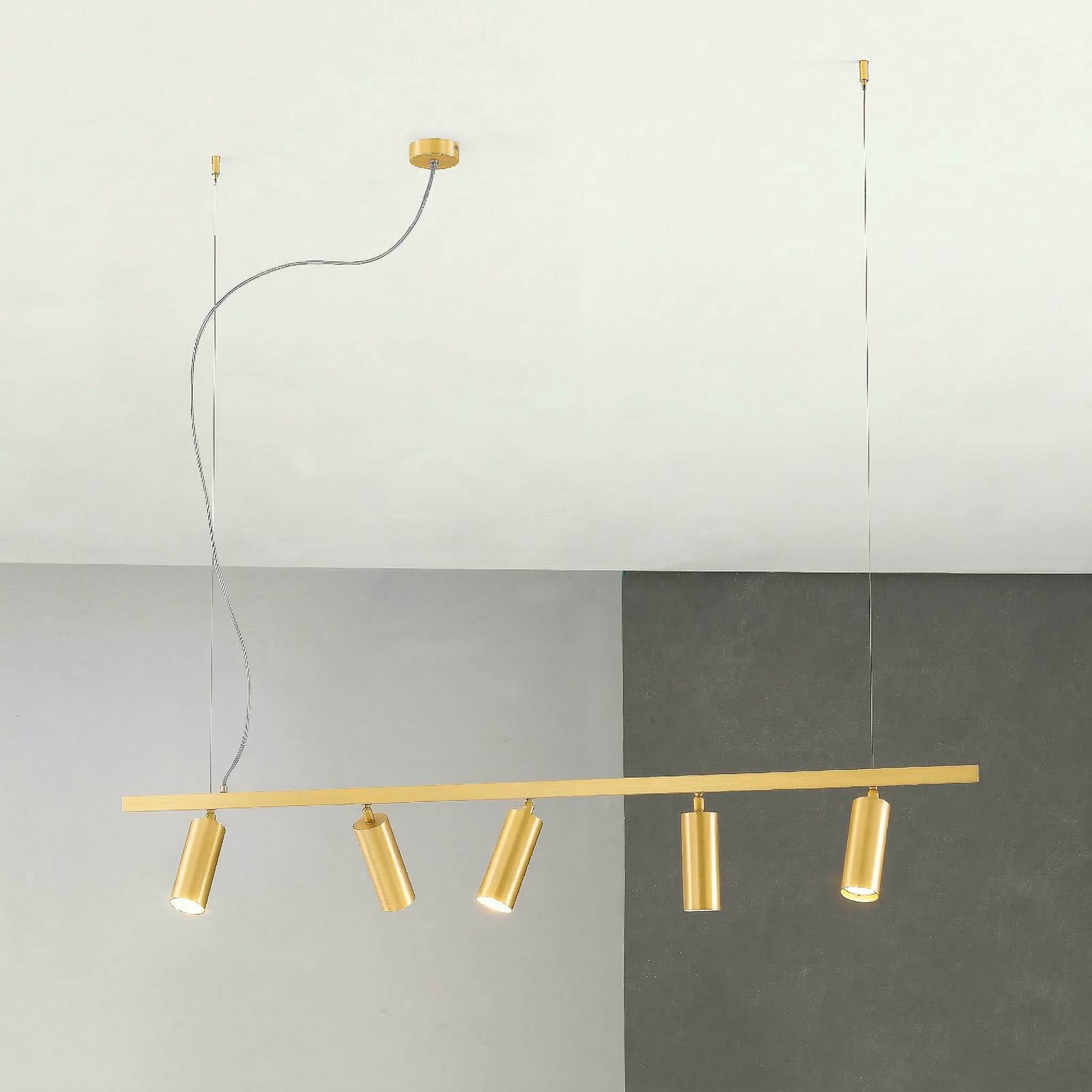 Cremasco Suspension 7531, laiton satiné, à 5 lampes, GU10