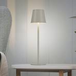 JUST LIGHT. Lampe de table LED à accu Euria, fer gris-beige IP54