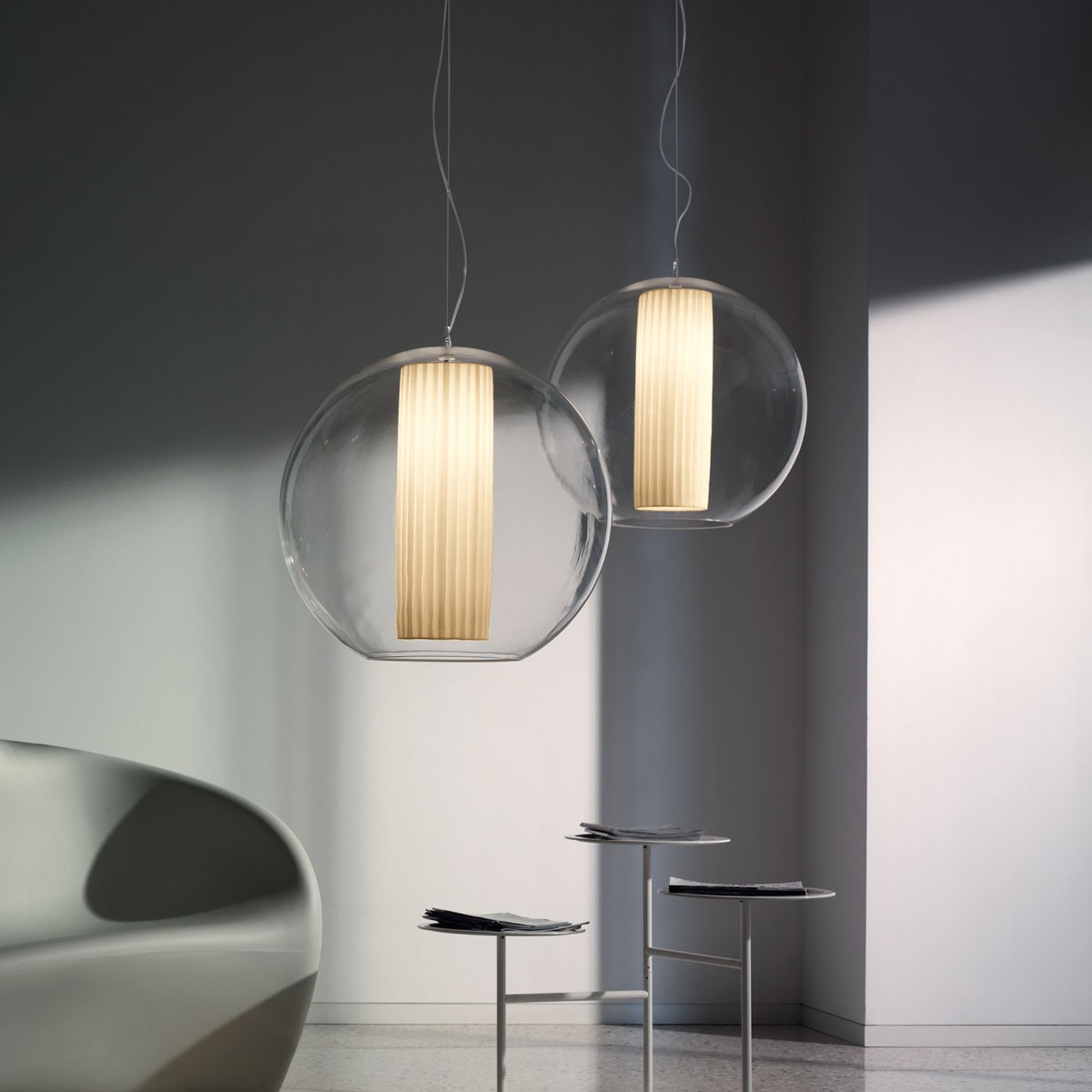 Modo Luce Bolla Hängelampe Stoff weiß