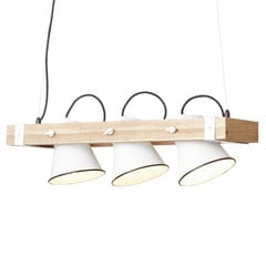 Lámpara colgante Plow, 3 luces blanco madera clara